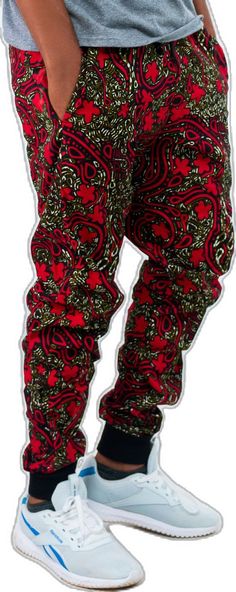 Fitted Cotton Harem Pants With Tapered Leg, Traditional Cotton Stretch Bottoms, Traditional Stretch Cotton Bottoms, Red Stretch Cotton Harem Pants, Casual Red Cotton Harem Pants, Traditional Cotton Pants For Loungewear, Traditional Cotton Lounge Pants, Red Cotton Baggy Harem Pants, Baggy Red Cotton Harem Pants