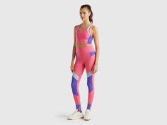 High-waisted sports leggings with cell phone pocket. Fitted multicolor model, which adapts perfectly to the body. Made from a recycled polyester blend, a low ecological impact fabric from certified supply chains. Pink Technical Activewear For Sports, Technical Pink Activewear For Sports, Pink Elastane Sports Activewear, Multicolor Stretch Activewear, Multicolor Stretch Functional Activewear, Pink Compressive Elastane Activewear, Functional Multicolor Stretch Activewear, Pink Elastane Activewear For Workout, Pink Functional Activewear In Elastane