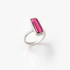 "Breaking new ground with this Adira Series dainty gemstone bar rings. This modern bar ring features carefully faceted rectangular Ruby Quartz. Perfect for weddings, bridal parties, everyday, date night, and birthdays! Gemstone is approximately 16 x 6 mm (0.6 x 0.2 inches). This ring is available in different US SIZES ✦ Size 5 ✦ Size 6 ✦ Size 7 ✦ Size 8 ✦ Size 9 Metal ✦ 18K Yellow Gold Plated over Sterling Silver ✦ 18K Rose Gold Plated over Sterling Silver ✦ Sterling Silver THIS RING IS AVAILABL Modern Birthstone Crystal Ring, Modern Birthstone Crystal Ring For Gift, Modern Open Birthstone Ring For Gift, Modern Pink Ruby Ring For Gift, Modern Pink Ruby Ring As A Gift, Modern Ruby Open Ring Gift, Modern Ruby Open Ring For Gift, Modern Ruby Open Ring As Gift, Modern Open Ruby Ring As Gift