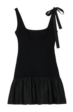 Short dress in mixed materials with heavy jersey on the top and technical taffeta on the bottom, featuring straps (one with a bow), a round neckline at the front and back and a full ruffled skirt. Sandro Women's dual-material short dress Round neck Straps, one of which has a bow Jersey top Full technical taffeta skirt Zip fastening on side The model is 5'8 tall and wears a size 4 Sandro Dress, Taffeta Skirt, Favorite Daughter, Ruffled Skirt, Maternity Shops, Designer Clothes For Men, Modern Outfits, Jersey Top, Dress Romper