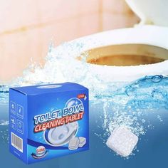 toilet bowl cleaning tablets are floating in the water next to a box of toilet paper