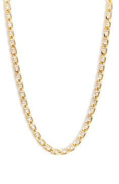 Faceted pieces of cubic zirconia sparkle from within each link of a lovely curb-chain necklace plated in 18-karat gold. 17" length, 2" extender 18k-gold plate/cubic zirconia Made in the USA Gold Chain Link Necklace With Cubic Zirconia, Gold Chain Cubic Zirconia Necklace, Gold Cubic Zirconia Necklace With Adjustable Chain, Yellow Gold Chain Link Necklace With Cubic Zirconia, Gold Cubic Zirconia Chain Necklace, Gold Cuban Link Chain Necklace With Crystals, Gold Cuban Link Crystal Chain Necklace, Gold Crystal Cuban Link Chain Necklace, Formal Gold Chain Necklace With Cubic Zirconia