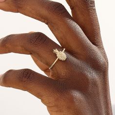 Elevate your summer style with our 14k Solid Gold Pave Pineapple Ring. Crafted with precision and embedded with sparkling stones, this dainty pineapple ring adds a touch of tropical allure to your look. It's not just jewelry; it's a symbol of warmth and friendship. Ring Details ❥ Gold KT: 14k 18k 10k Solid Gold ❥ Gold Color Options; Yellow Gold, White Gold, Rose Gold ❥ Band Width: 1.30 mm ❥ Top Width: 9,05x3.80 mm ❥ Thickness: 1.45 mm ❥ Top Thickness: 1.80 mm ❥ Gemstone: AAA Grade White Cubic Zi Gold Rings For Summer, Gold Wedding Rings For Summer, Dainty Summer Promise Ring, Gold Ring For Summer Promise, Gold Promise Ring For Summer, Summer Gold Promise Ring, Pineapple Ring, Pineapple Jewelry, Pineapple Rings