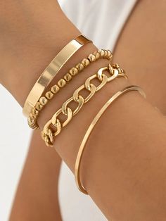 DESCRIPTION Product Details: Handmade item Alloy Adjustable Occasion: Casual , original creation , stylish selection Stacked Jewelry, Tin Can, Gold Bracelet, Handmade Items, Product Description, Take That, Layout, Bracelet, Outfit Inspo