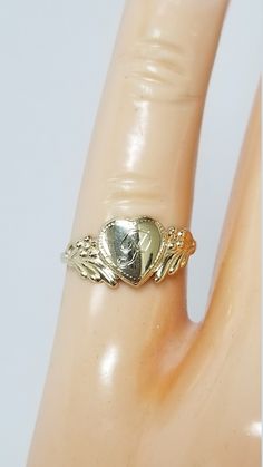 "Thanks for shopping our vintage estate store. We tend to sell well below wholesale and truly hope you enjoy all of our items. Many of the items are one of a kind, so please enjoy scrolling through the pictures and hopefully something will catch your eye. Brown spots are from camera or reflections. Estate 14k yellow gold monogram cursive capital P heart ring. Custom made ring for our shop. Ring size: 3 Setting: 7.5mm 1/4\" to 3/8\" Band width: 1.4mm Weight: .98 gram Marked 14k and it's sweet. On 14k Gold Engraved Ring With Initials For Collectors, Personalized Engraved Yellow Gold Ring For Collectors, Personalized Yellow Gold Signet Ring Collectible, Classic Gold Initial Ring Collectible, Antique Personalized Signet Ring For Anniversary, Gold Engraved Initial Ring, Gold Engraved Initial Ring Collectible, Vintage Yellow Gold Engraved Promise Ring, Antique Personalized Engraved Gold Ring