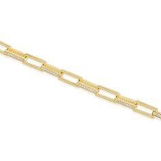 Pave Rectangle Link Bracelet - essentialsjewels.com Chain Design, Cz Stone, 925 Sterling Silver Jewelry, Cable Chain, Link Bracelets, Womens Jewelry Bracelets, Gold Vermeil, Jewellery And Watches, Sterling Silver Jewelry