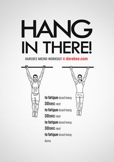 a poster with the words hang in there and two men doing pull ups on each side