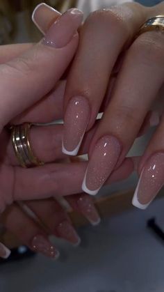 Simple But Elegant Nails Classy, Ballerina Nails Designs Ideas Classy, Gold Tapered Square Nails, Nail Designs For Black Dress, Nails For A Pink Dress, French Tip Nails Ballerina, Prom Nails Elegant, Nails Ballerina Design, Ballerina Short Nails