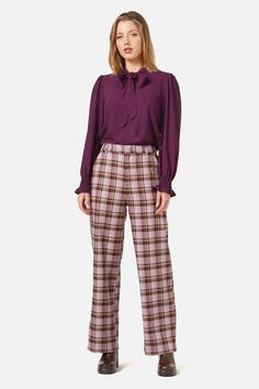 lilac Lilac And Green, Check Pants, Green Product, Princess Highway, Casual Pants, Lilac, Straight Leg, High Waisted, Pants