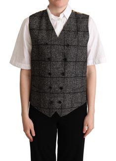 Dolce & Gabbana Elegant Leopard Print Sleeveless Women's Vest Dolce Gabbana Jacket, Waistcoat Woman, Wool Waistcoat, Gray And Brown, Plaid Vest, Brown Leopard, Dolce E Gabbana, Dolce And Gabbana Man, Sleeveless Vest