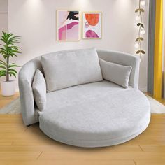 Round-shape chaise lounger to elevate your interior, it's not only a seater sofa, but also a lounge chair Wade Logan® Upholstery Color: Beige | Wade Logan® Atlai Convertible Round Chaise Lounge Chair, Sofa Chair 64.56 H x 40.94 W x 25.16 D in whiteWood / Chenille in Beige | 30.7" H X 55" W X 54.7" L | Wayfair Couch With Pull Out Bed, Sleeper Loveseat, Floor Couch, Pull Out Couch, Folding Sofa Bed, Floor Sofa, Bed Floor, Folding Sofa, Chenille Sofa