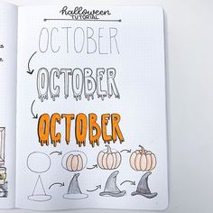 an open notebook with the words october written on it