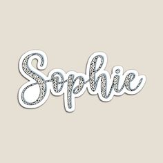 Dalmatian pattern Sophie name Dalmatian sticker, custom name sticker for Sophie Sophie Name Art, Sophie Name, Dalmatian Pattern, Pregnancy Scrapbook, Stickers Design, School Shirt Designs, Flyer Mockup, Name Wallpaper