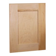 an unfinished cabinet door with wood graining on the bottom and side panel, in light oak