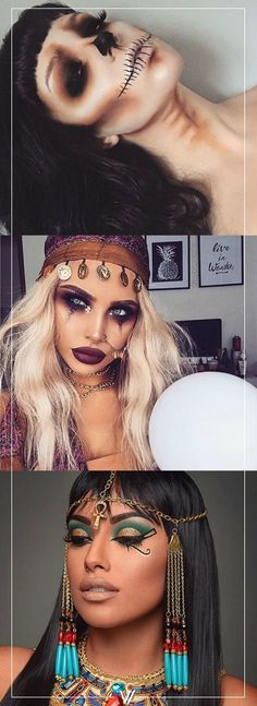 5 looks de maquillaje para Halloween. #Calavera #Makeup #Costume Calavera Makeup, Party Make-up, Halloween Makeup Scary, Special Effects Makeup, Halloween Costumes Makeup, Makeup And Hair, Halloween Makeup Looks, Halloween Make Up