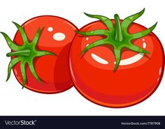 two tomatoes with green stems on white background