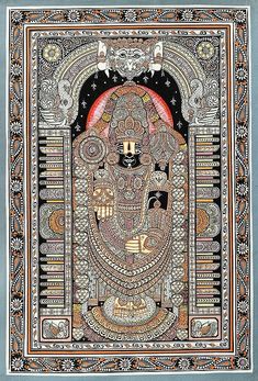 an intricately designed painting on paper depicting the face of lord ganesha, india