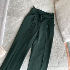 Nwot Brand New Babaton Encore Pants, Dark Green, 00, Belted, Looks Black But Definitely Dark Green Dark Green Pants Women, Green Wide Leg Pants For Formal Fall Occasions, Elegant Green Wide Leg Pants With Pockets, Formal Green Wide Leg Pants For Fall, Green Formal Bottoms With Pockets, Formal Green Bottoms With Pockets, Elegant Green Bottoms With Pockets, Green Tailored Wide Leg Bottoms, Tailored Wide Leg Green Bottoms