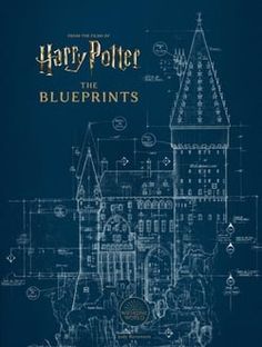 harry potter's blueprints book with the hogwart castle in the background