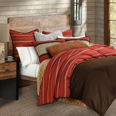 Carter Comforter Set Comforter White Twin Comforter, Western Comforter Sets, Brown Comforter, Rustic Bedding Sets, Lodge Bedding, White Sheet Set, Twin Comforter Sets, Rustic Orange, Luxury Lodge