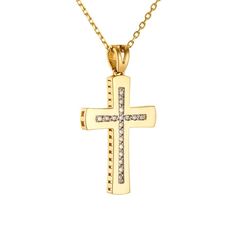 18K Yellow Gold Religious Pendant / Baptism Gift / Diamond Qualite VS / Colour Diamond G White / Diamond 0.13ct Luxury Cross-shaped Diamond Cut Necklace, Luxury Diamond White Cross Necklace, Luxury Crucifix Cross Necklace For Formal Occasions, Luxury Cross Necklace With Diamond Accents, Luxury Pendant Cross Necklace With Diamond Accents, Yellow Gold Diamond Cross Necklace Gift, Luxury Diamond White Cross Necklace For Gift, Yellow Gold Diamond Cross Pendant Necklace, Luxury Diamond White Cross Necklace Gift