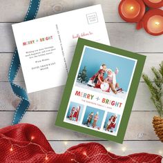 a christmas card with an image of two children on the front and one in the back