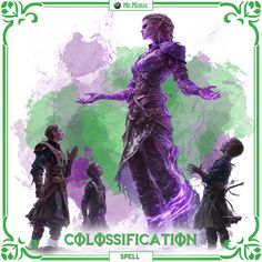 D&D 5e Homebrew Statblock for the Colossification spell – designed by Me.Mimic for bringing spellcasters new magical options. Dnd Abilities, Dnd Combat, Dnd Character Ideas, Dnd Enemies, 5e Spells, Dnd Loot, Dnd Character Art, Witch Boy, Dnd Spells