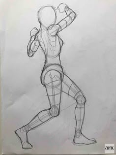 a drawing of a woman doing squats with one arm raised and the other hand on her hip