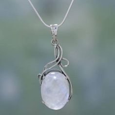 Fair Trade Sterling Silver and Moonstone Necklace - Flirt | NOVICA Cheap Silver Rings, Simple Silver Jewelry, Rainbow Moonstone Necklace, Silver Jewelry Box, Jewelry Diy Bracelets, Silver Jewelry Necklace, Silver Jewelry Pendant, Moonstone Necklace, Moonstone Jewelry