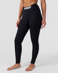 The Women’s full-length Legging provides an anatomical fit through the legs, which provides enhanced comfort and support. The soft, wide microfiber waistband ensures that there is no slippage or fold-over. Match these leggings with the Performance Sports Bra for maximum support. | PSD Women's Solids Leggings in Black, Size Large Full Length Black Seamless Leggings, Black Sweat-resistant Leggings, Black Sweat-resistant Leggings For Training, Black Compressive Sleek Leggings, Black Compressive Seamless Leggings, Luxury Stuff, Lulu Leggings, Fitness Wear Women, Luxe Lounge