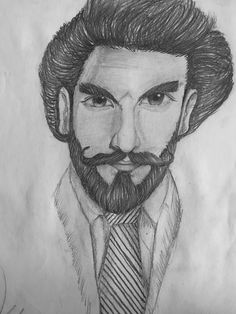 a pencil drawing of a man with a beard