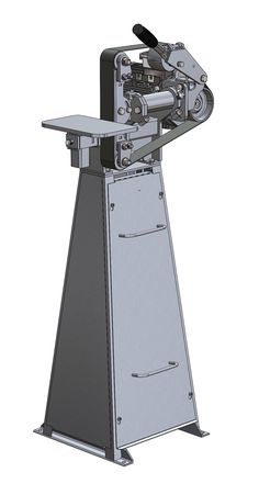 a machine that is sitting on top of a metal stand with the handle extended to it's side