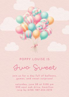 Lollipops balloons - birthday invitation  #invitations #printable #diy #template #birthday #party