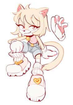 a drawing of an animal girl with her hands up