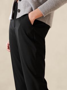 Curvy Ryan Straight Pant | Banana Republic Factory Curvy Pants, Banana Republic Factory, Straight Pants, Heather Black, Black Media, Welt Pockets, Welt Pocket, Casual Pants, Banana Republic