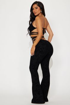 Available In Black. Mesh Jumpsuit Chain Halter Deep V-Neck Hardware Strappy Detail Backless Cut Out Flare Leg Hidden Back Zipper Stretch Disclaimer: Placement Of Burnout Will Vary Self/Lining: 95% Polyester 5% Spandex Imported | Love To See It Jumpsuit in Black size Small by Fashion Nova Black Halter Neck Bottoms For Night Out, Black Mesh Jumpsuit, Mesh Jumpsuit, Jeans Jumpsuit, Matching Dresses, Black Jumpsuit, Black Mesh, Deep V Neck, See It