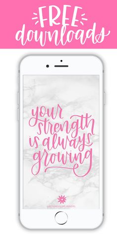 an iphone screen with the text free printables on it and a pink background