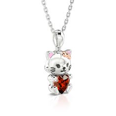 Unique, bold, and classic, this playful kitty cat necklace is truly one-of-a-kind. Crafted in sterling silver, this necklace in Hug Me® collection features a heart cut stone hugged by this playful kitty. This kitty has since a long time ago swung into a worldwide symbol of charm and is extremely popular nowadays among kids and truly young ladies. So women, don't modest from wearing a kitty necklace... Truly a perfect gift for yourself or for your cherished cat lovers! You will find more adorable Cat Necklace, Hug Me, Necklace Online, Cat Theme, Anniversary Sale, Kitty Cat, Dainty Necklace, Sterling Silver Necklace, A Heart