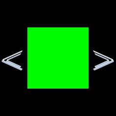 a green screen with two white arrows pointing in opposite directions to the same direction, on a black background