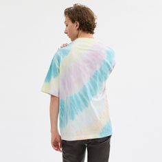 Specially tie-dyed with our sophisticated rainbow-hued spin on the classic pattern this T-shirt features a playful sky-high graphic with our name in superhero-inspired text. Crafted of organic cotton made without the use of harmful chemical fertilizers and pesticides the relaxed-fit silhouette finished with a ribbed crewneck. It's tied by hand then dyed to create the one-of-a-kind design with no two exactly alike. Cotton Tie Dye T-shirt With Rainbow Print, Summer Tie Dye T-shirt With Rainbow Print, Casual Multicolor Watercolor Print T-shirt, Trendy Hand Dyed Crew Neck T-shirt, Gradient Cotton Crew Neck T-shirt, Gradient Crew Neck Cotton Tops, Trendy Cotton T-shirt With Rainbow Print, Casual Cotton T-shirt With Watercolor Print, Casual Watercolor Print T-shirt With Relaxed Fit