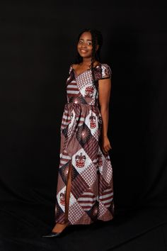 Elegant maxi African dress is a must have, Short sleeves or cap sleeves with it's long slits at the side, making it stylish. Zipper at the side for easy access. Great on the skin, cotton, size 38EU, 8GB. Size M Hand wash, can also be maschine, washed at 30degress Full Length Maxi Dress With Side Slits, Brown Fitted Maxi Length Dress, Fitted Brown Maxi Dress With Short Sleeves, Fitted Brown Dresses With Side Slits, Fitted Brown Dress With Side Slits, Fitted Maxi Dress With Side Slits, Brown Maxi Dress With Side Slits, Elegant Short Sleeve Maxi Dress With Side Slits, Fitted Brown Floor-length Maxi Dress