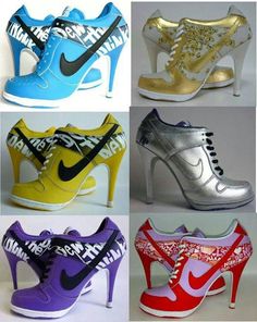 These are dooooope nike heels Sneaker High Heels, Heel Sneakers, Nike Shoes Outfits, Nike High, High Heel Sneakers, Nike Air Jordans