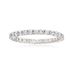 Ross-Simons - .80 ct. t. w. Cubic Zirconia Eternity Band Ring in Sterling Silver. Size 5. Dazzle for less! This eternity band makes a glamorous lifestyle more affordable with .80 ct. t. w. round brilliant-cut CZs in sterling silver. At 1/16" wide, this slender ring is perfect for stacking or simple solo wear. CZ eternity band. CZ weights are diamond equivalents. Glamorous Lifestyle, Jewelry Presentation, Eternity Band Ring, Ring Pictures, Clear Stone, Eternity Band, Eternity Bands, Ring For Women, Round Brilliant Cut