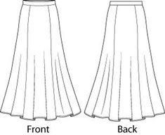 the front and back views of a women's skirt with pleaed hems