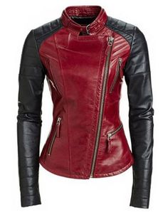 Women's Stylish Turn-Down Collar Pure Color Long Sleeve Splicing PU Jacket Luxury Red Edgy Biker Jacket, Moda Steampunk, Lambskin Leather Jacket, Biker Chic, Real Leather Jacket, Biker Chick, Biker Style, Leather Jackets Women, Red Jacket