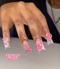 Duck Nails, White Acrylic Nails, Pink French, Dope Nail Designs, Really Cute Nails, Acrylic Nails Coffin Pink, Nail Idea, Nails For Women