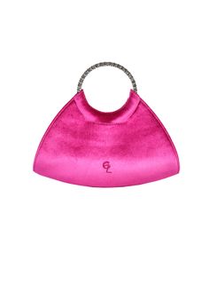 Journey Velvet Sac Hot Pink - Elizabeth Laine Evening Bag With Round Handle And Dust Bag, Pink Evening Bag With Detachable Strap For Parties, Elegant Pink Bag For Night Out, Pink Evening Bag With Detachable Strap, Pink Evening Clutch With Detachable Strap, Evening Pink Clutch With Detachable Strap, Pink Evening Bag With Top Carry Handle, Pink Top Handle Evening Bag, Pink Top Handle Clutch For Evening