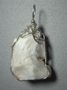 Raw Scolecite Crystal Pendant Wire Wrapped .925 Sterling Silver - Jemel White Shell Artisan Jewelry, Unique White Shell Jewelry, Nature-inspired White Jewelry With Natural Stones, Elegant Raw Jewelry Gift, Elegant Raw Jewelry For Gifts, Elegant Untreated White Jewelry, Unique White Jewelry For Healing, White Agate Wedding Jewelry, Scolecite Crystals