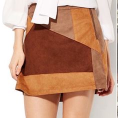 Nwt Color Block Suede Skirt From New York & Company In A Size 2. Perfect For Festival Season! Pair With Your Favorite Boots And Crop Top! Style Is Similar To That Of Free People, Nasty Gal, Anthropologie, Urban Outfitters And More! Brown Patchwork Skirt For Fall, Chic Fall Patchwork Skirt, Chic Patchwork Skirt For Fall, Fall Patchwork Brown Skirt, Spring Brown Patchwork Skirt, Suede Patchwork, Black Skater Skirts, Western New York, Grey Mini Skirt