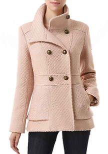 Kimi & Kai Women's Wool Blend Boucle Pea Coat | belk Double Breasted Coat Women, Blush Outfit, Fall Fashion Coats, Best Winter Coats, Boucle Coat, Stylish Coat, Wool Peacoat, Fall Coat, Pea Coat